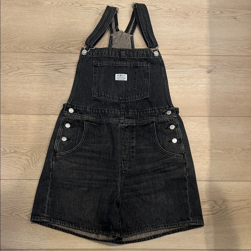 Levi's Black Denim Short Overalls
